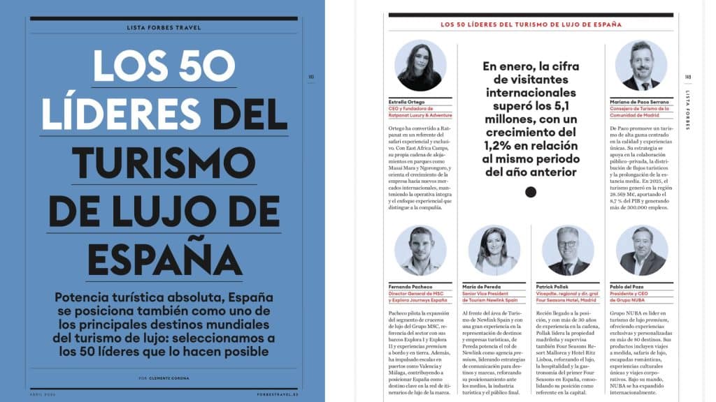 Lista Forbes: 5o lideres del turismo de lujo- Ratpanat